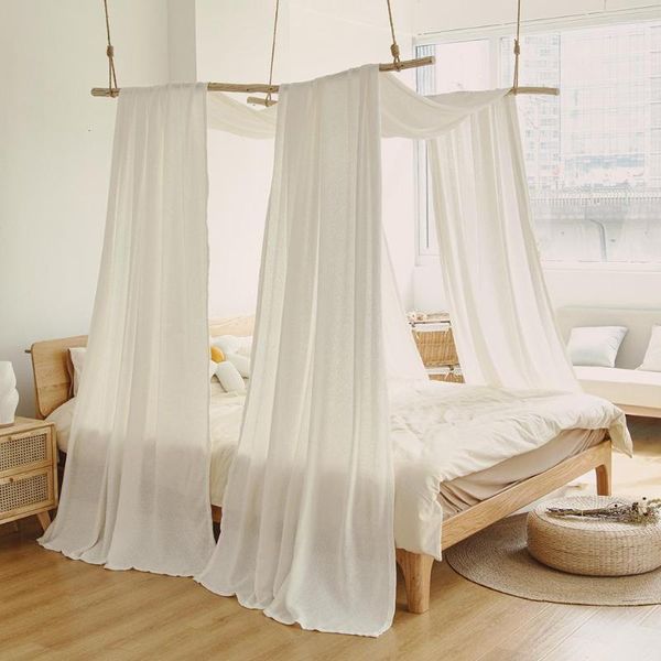 Rideau 132x350 cm Style européen lit blanc Tulle pour chambre fenêtre Transparent Voile auvent écharpe décoration de la maison