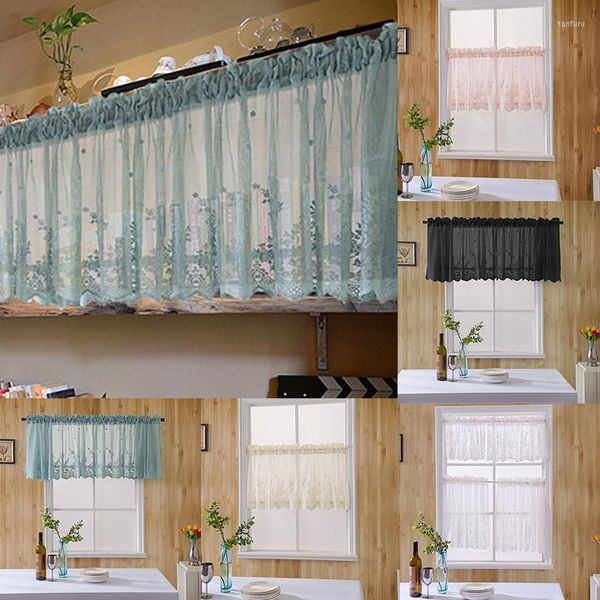 Rideau 137 cm 90 cm court dentelle Jacquard solide cantonnière couleur ourlet fenêtre chambre porte porter petits rideaux décor à la maison
