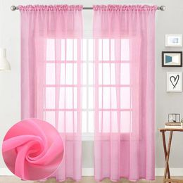 Gordijn 1 paneel screening roze tule mesh pure sluitergaren voile voor woonkamer slaapkamer decoratief