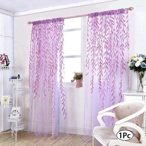 Rideau 1pc 100x200cm rideaux en tulle floral pour le salon chambre à coucher de porte fenêtre de cuisine décoration estivale décoration