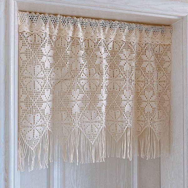 Rideau 1 pc 70 cm/140 cm Hauteur Romantique Pastorale Style Crochet Dentelle Rideaux Partition Décoration de La Maison Pour Salon