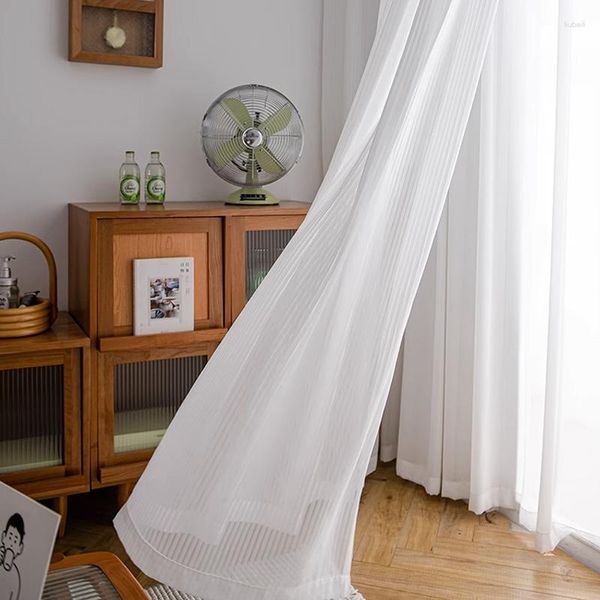 Cortina 1pc decoración del hogar cortinas de ventana vertical tul rayado transparente de luz transparente de persianas estilo