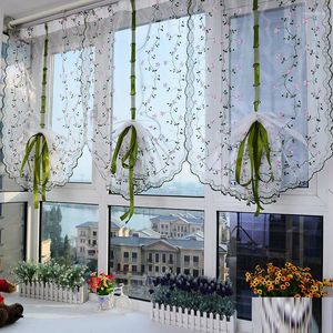 Cortina 1 pieza Pastoral ventana de tul bordado romano transparente para cocina sala de estar dormitorio proyección persianas de margaritas