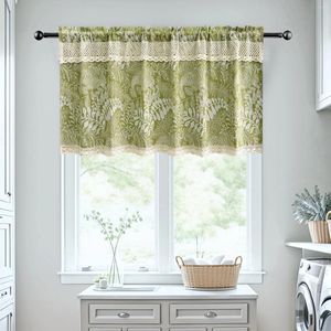 Rideau 1PC Retro Green Feuilles de cuisine pour la cuisine petite fenêtre Drape Halway Porch Study Home Decoration #E