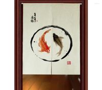 Rideau 1PC tringle de poche porte pour cuisine café décoratif Style chinois poisson motif placard porte d'armoire Rideaux JS210C2076639