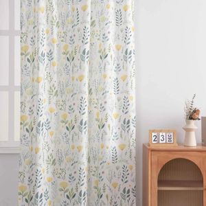 Rideau 1pc Rustique From Yellow Floral Grass For Living Room Semi-Shading Kitchen Window Drape Homestay #E