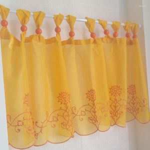 Rideau 1 pièces Ins Style moderne demi avec perles de broderie jaune blanc Tube cantonnière pour rangement cuisine café fenêtre