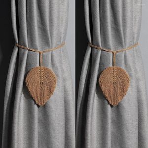 Gordijn 2 Pack Leaf Macrame Tiebacks gevormd voor woonkamer houding raam naar huis slaapkamer decoratie