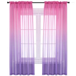 Rideau 2 ensembles de panneaux rideaux de chambre 52x84 pouces longueur pure rose violet Ombre rideaux de poche pour chambre
