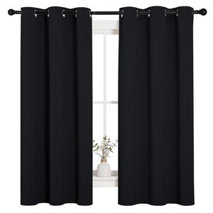 Rideau 2 panneaux noir solide isolation thermique oeillets rideaux occultants/rideaux pour fenêtre de chambre 42 pouces 63