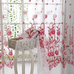 Rideau 200 cm x 100 cm pivoine pure Tulle fenêtre traitement Voile drapé cantonnière 1 panneau tissu Perspective décors à la maison