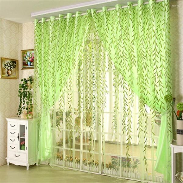 Cortina 2022 hermosa cortina transparente de tul con estampado de flores de poliéster de doble capa para el dormitorio del hogar al por mayor