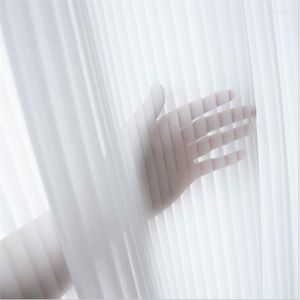 Gordijn 2023 Aankomst Mooie witte streepgordijnen Hoge venster Screening Rijmjes Top aangepaste voile blind/garen/pure