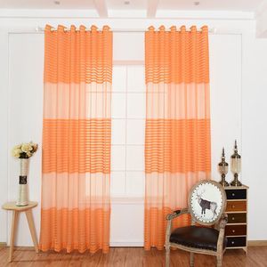 Rideau 2023 Orange épais Tulle rideaux transparent pour salon chambre rayures fenêtre traitement décoration de la maison panneau rideaux