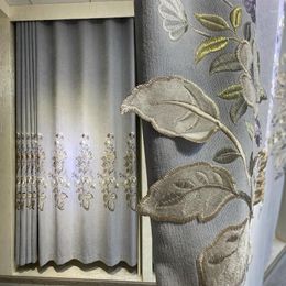 Cortina 2023 estilo moderno grueso chenilla tela bordada en relieve cortinas para sala de estar y ventana