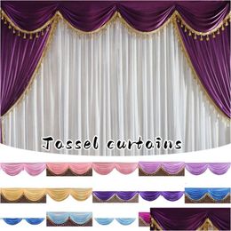 Gordijn 2m bruiloft achtergrond g party valance drape paneel achtergrond podium decor draperie 240115 drop levering home tuin textiel win dh8zn