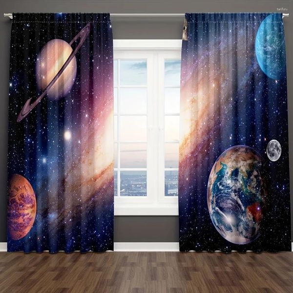 Rideau 2panels Space Universe Starry Sky Interstellar Galaxy Colorful Rod Pocket for Living Room Office Home