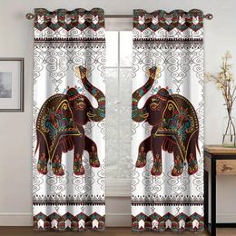 Rideau 2pcs Boho rideaux bohème hippie art window rideaux avec motif d'éléphant animal mandala pour le salon de la chambre