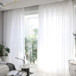 Rideau 2 pièces INS Styles blanc rideaux transparents draperie Voile fenêtre Tulle solide dépistage maison mariage Decoratuoin