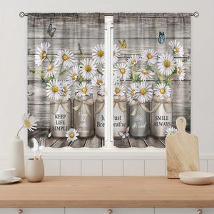 Rideau 2pcs rustique ferme daisy fleur fleur maison de cuisine puits de cuisine rideaux décoratifs adaptés à la nuance de salon de salon de bureau de bureau