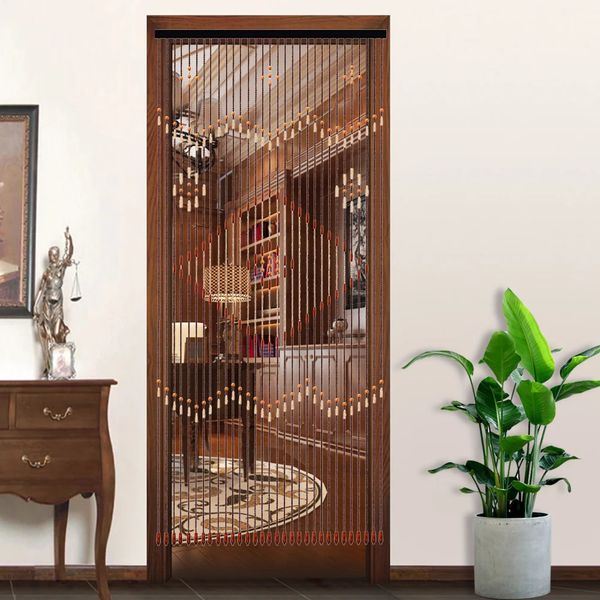 Rideau 31 lignes en bois perle chaîne porte rideau aveugle mouche moustiquaire porche en bois rideau pour salon 90*208 CM 231201