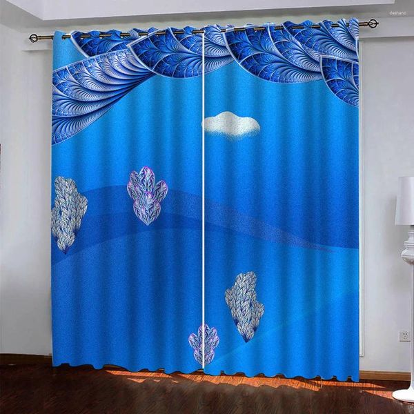 Rideau 3d art bleu imprimé rideaux de fenêtre imprimés pour garçons hommes adultes paysage salon chambre cuisine rideaux