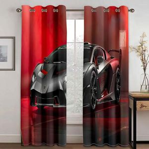 Rideau 3D impression numérique personnalisé moderne voiture de sport camion 2 pièces mince pour fenêtre drapé salon chambre décor