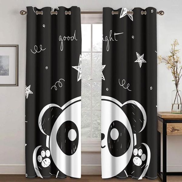 Rideau 3D numérique imprimé mignon dessin animé Panda mince Polyester fenêtre pour garçon fille enfant chambre salon Cortinas