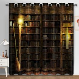 Gordijn 3D Digitaal Gedrukt Vintage Boekenplank Boekenkast Gordijnen Woonkamer Slaapkamer Retro Bibliotheek Raam Woondecoratie Custom