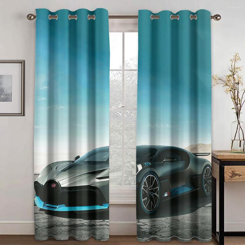 Rideau 3D impression avion camion Cool voiture véhicule mince fenêtres rideaux pour garçons homme salon chambre décor 2 pièces