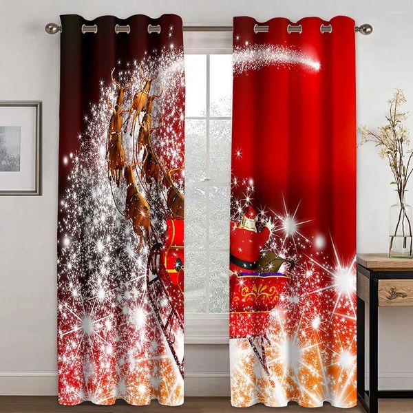 Rideau 3D Imprimé Voiture De Noël Personnalisée Avec Arbre De Luxe Rideaux Personnalisés Polyester Stores Rideaux Porte Black Out