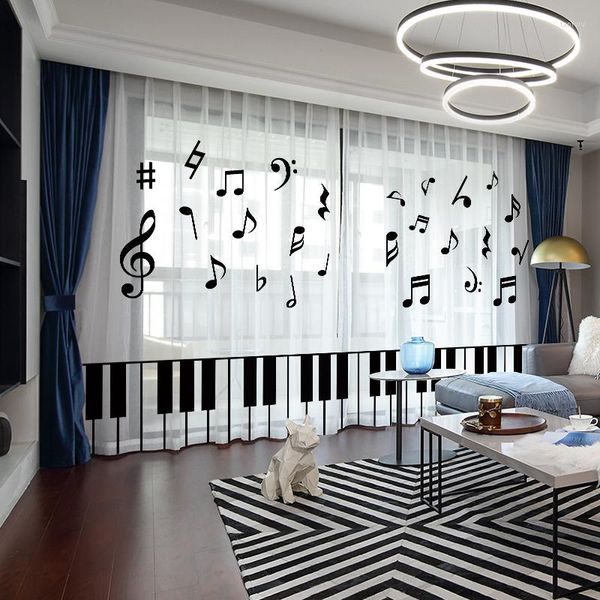 Rideau 3D imprimé Notes de musique rideaux pour enfants chambre Piano clé écran rideaux salle de classe de danse frais Voile Tulles
