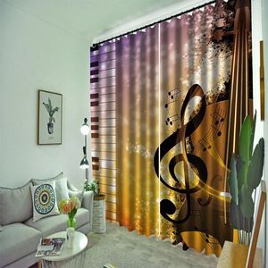 Gordijn 3D -printen Moderne mode Home Decor Music Curtains Yellow Shower Waterdichte badkamer