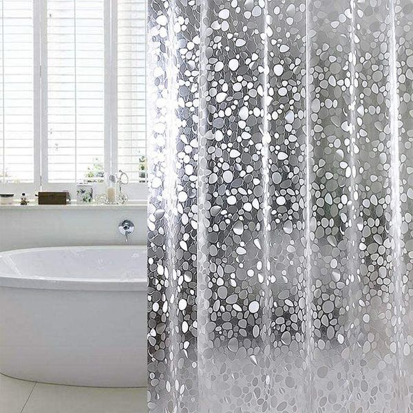 Rideau 3d Transparent Spa Salle De Bains Anti Peep PVC Épaissi En Relief Motif Étanche Blanc Galet Porte