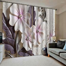 Cortina 3D ventana estereoscópica relieve flor cortinas para sala de estar lujo niñas dormitorio cortinas