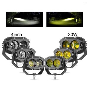 Rideau 4 pouces Cube travail lumière jaune Spot faisceau d'inondation voiture tout-terrain camion pare-chocs LED brouillard conduite pour ATV UTV