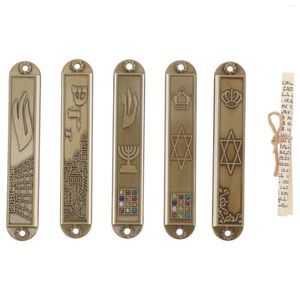 Cortina de 5 uds., soporte para puerta, pergamino, Pilar sagrado, Mezuzah, adorno de Metal Judaica, poste de portería, símbolos, decoración, adorno para el hogar