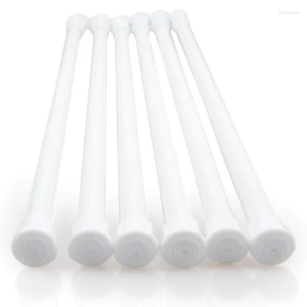 Lot de 6 barres de Tension réglables pour rideaux, barres de placard à ressort, cuisine blanche