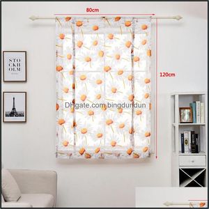 Rideau 80X120Cm Chambre Moderne Salon Tle Fleur Imprimé Court Rideaux Transparents Fenêtre Drapé Cantonnière Décor À La Maison Dbc Drop Deliver Dhead