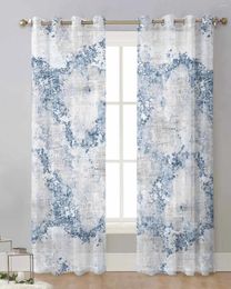 Gordijn Abstract blauwe doek textuur Distressed pure gordijnen voor woonkamer raam transparante voile tule cortinas gordijnen home decor