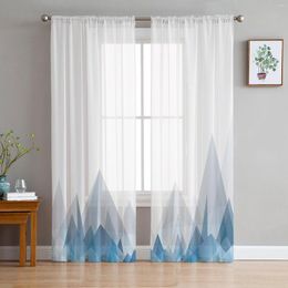 Gordijn Abstract Blue Mountain White Chiffon Sheer Curtains for Living Room Slaapkamer Huisdecoratie Window Voiles TULLE TULLE