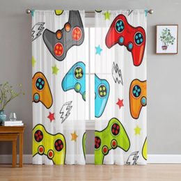 Rideau motif abstrait avec jeu coloré voilages pour salon enfants chambre Tulle cuisine fenêtre traitement rideaux