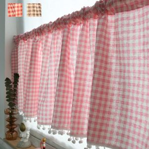 Gordijn American Country Plaid Short Kitchen For Cabinet Caste Cafe Home Decor Hanging Half Valance Polyester Doorway