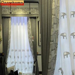 Rideau American Elephant Print Cousage des rideaux d'écoulement épaissi pour la chambre à coucher du salon Balcon de fenêtre française