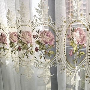 Rideau américain luxe pivoine broderie Tulle pour salon européen élégant fleur pure Voile rideaux chambre 230619