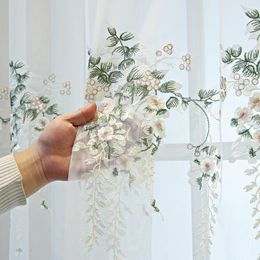 Gordijn American Luxury Vine Embroidery TuLle Frans mooie planten pure voile voor woonkamer slaapkamer erker raam op maat