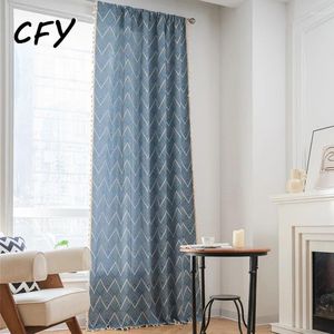 Rideau américain rétro rural jacquard vagues rayées coton drapes de fenêtre occlusine en lin pour les rideaux de chambre dans le salon