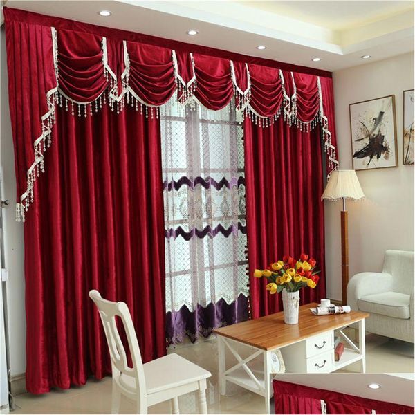 Rideau style américain enterrer rideaux pour salon scène italienne Veet El chambre fenêtre Pelmet flanelle rideaux LJ201224 Drop Delivery Dhb8W