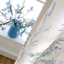 Gordijn American Style Simple and Modern Cotton Linen bedrukte stof voor de slaapkamer van de woonkamer