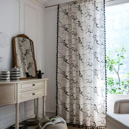 Rideau Style américain blanc marbre impression coton Semi-ombrage chambre salon petite fenêtre rideaux cuisine cantonnière